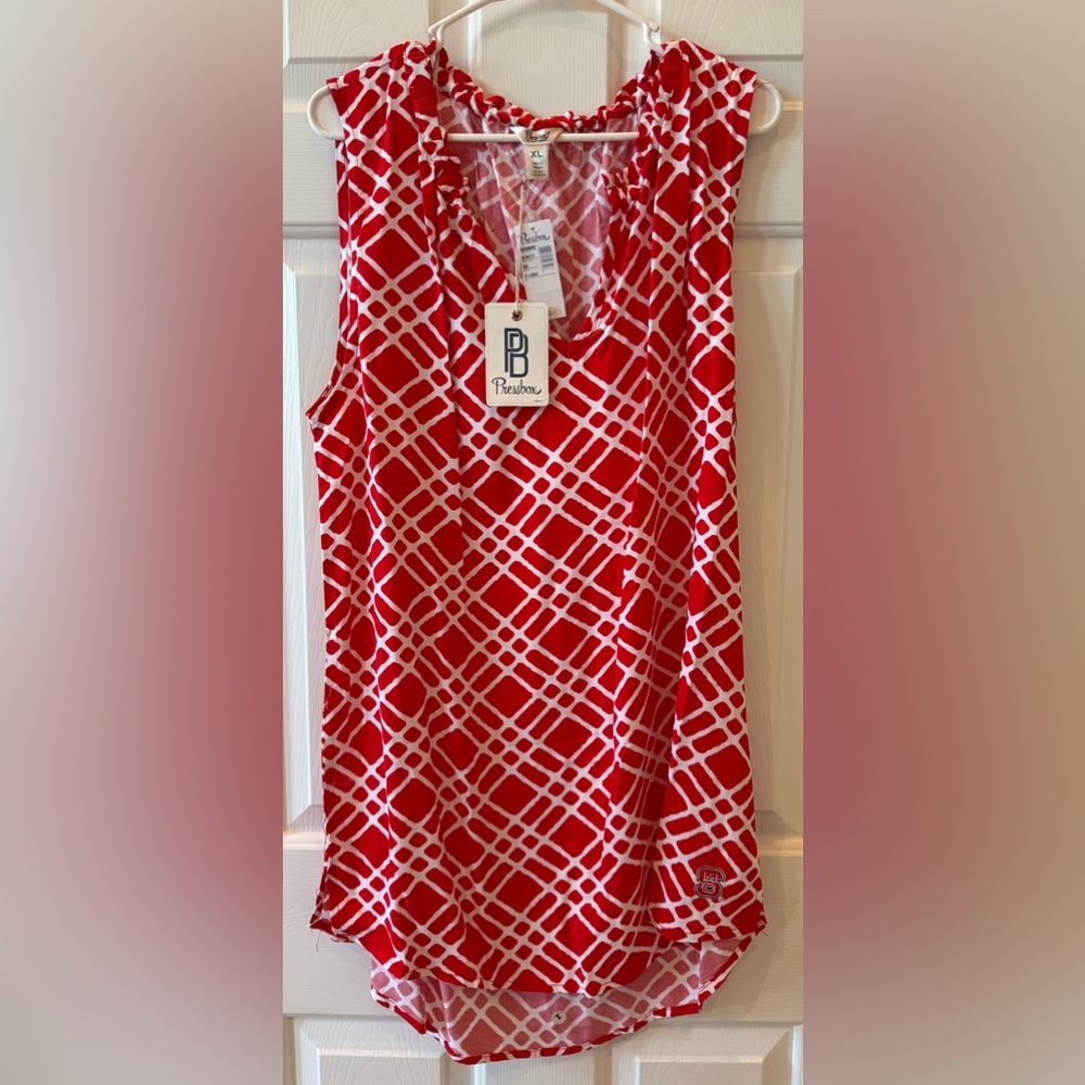 Pressbox N.C. State Game Day Red and White Sundress